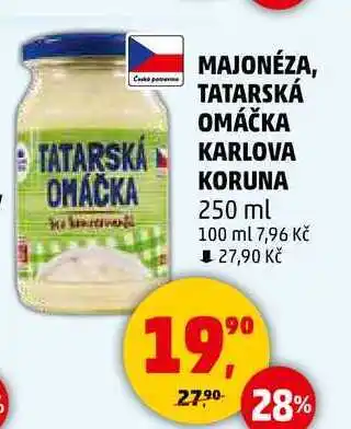 Penny Market MAJONÉZA, TATARSKÁ OMÁČKA KARLOVA OMÁČKA, 250 ml nabídka