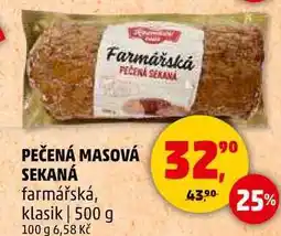 Penny Market PEČENÁ MASOVÁ SEKANÁ farmářská, klasik, 500 g nabídka