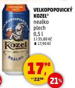 Penny Market VELKOPOPOVICKÝ KOZEL nealko plech, 0,5 l nabídka