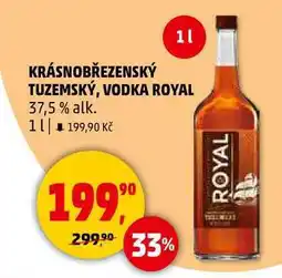 Penny Market KRÁSNOBŘEZENSKÝ TUZEMSKÝ, VODKA ROYAL 37,5% alk., 1 l nabídka