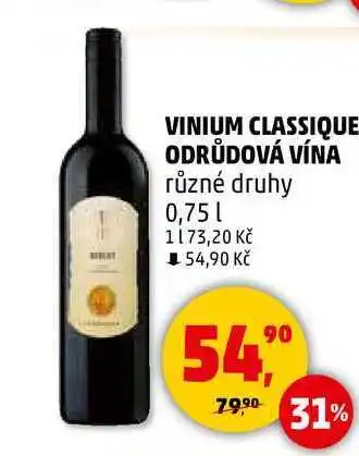 Penny Market VINIUM CLASSIQUE ODRŮDOVÁ VÍNA různé druhy, 0,75 l nabídka