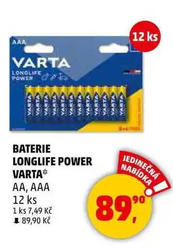 Penny Market BATERIE LONGLIFE POWER VARTA АА, ААА, 12 ks nabídka