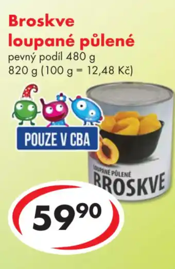 CBA Broskve loupané půlené nabídka