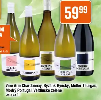 TEMPO Víno Arie Chardonnay, Ryzlink Rýnský, Müller Thurgau, Modrý Portugal, Veltlínské zelené nabídka