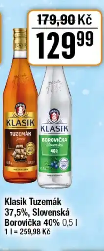 TEMPO Klasik Tuzemák 37,5%, Slovenská Borovička 40% nabídka