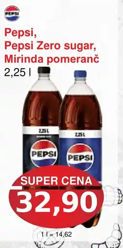 PLUS JIP Pepsi, Pepsi Zero sugar, Mirinda pomeranč nabídka