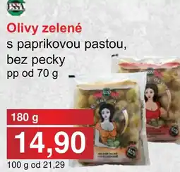 PLUS JIP Olivy zelené s paprikovou pastou, bez pecky nabídka