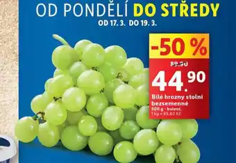 Lidl Bílé hrozny stolní nabídka