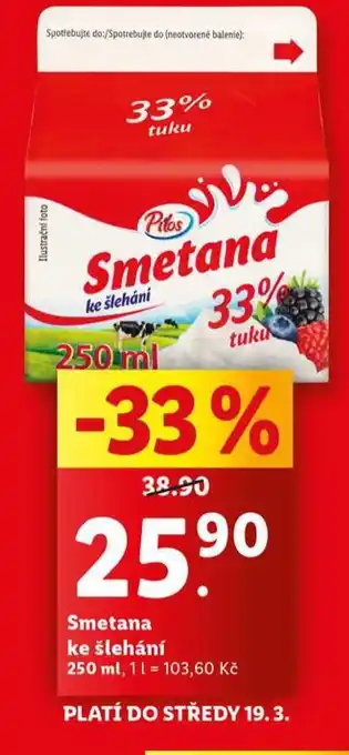 Lidl Smetana ke šlehání nabídka