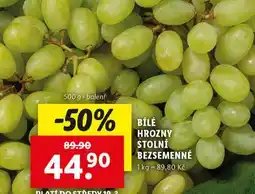 Lidl Bílé hrozny stolní bezsemenné nabídka