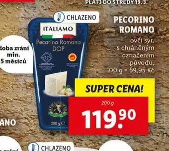 Lidl Pecorino romano nabídka