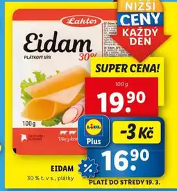 Lidl Eidam 30% plátky nabídka