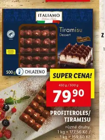 Lidl Profiteroles / tiramisu nabídka