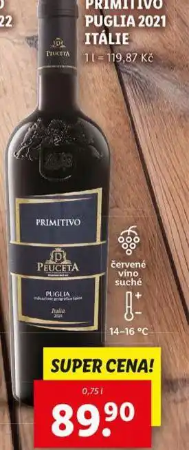 Lidl Primitivo puglia 2021 itálie nabídka