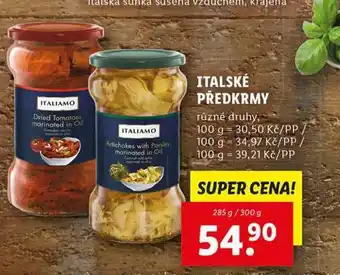 Lidl Italské předkrmy nabídka