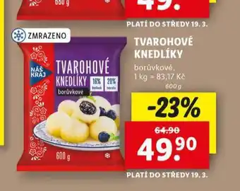 Lidl Tvarohové knedlíky borůvkové nabídka