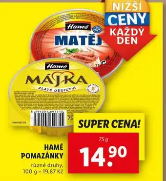 Lidl Hamé pomazánky nabídka