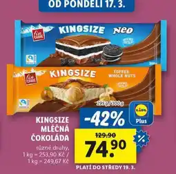 Lidl Kingsize mléčná čokoláda nabídka