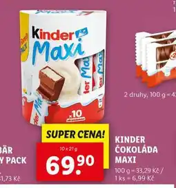 Lidl Kinder čokoláda maxi nabídka