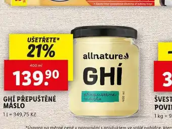 Lidl Ghí přepuštěné máslo nabídka