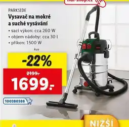 Lidl Vysavač na mokré a suché vysávání 1500 w nabídka