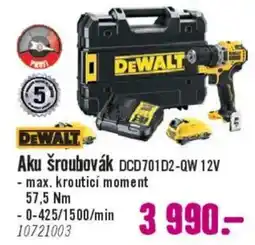 Hornbach Aku šroubovák DCD701D2-QW 12V nabídka