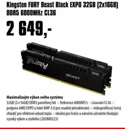 COMFOR Kingston FURY Beast Black EXPO 32GB (2x16GB) DDR5 6000MHZ CL36 nabídka