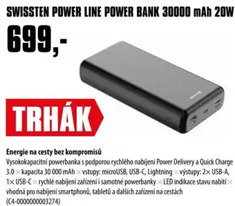 COMFOR SWISSTEN Power line power bank 30000 mah 20w nabídka