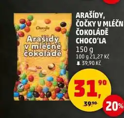 Penny Market ARAŠÍDY, ČOČKY V MLÉČNÉ ČOKOLÁDĚ CHOCO'LA, 150 g nabídka