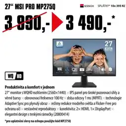 COMFOR 27" MSI PRO MP2750 nabídka