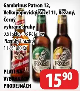 Partner Maloobchodní síť Gambrinus Patron 12, Velkopopovický Kozel 11, Rezaný, Černý nabídka