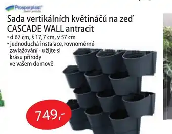 Fortel Sada vertikálních květináčů na zeď CASCADE WALL antracit nabídka