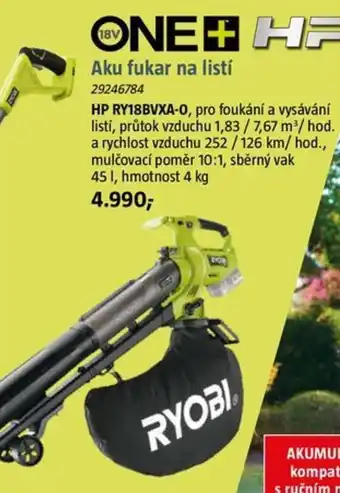 Bauhaus RYOBI Aku fukar na listí nabídka