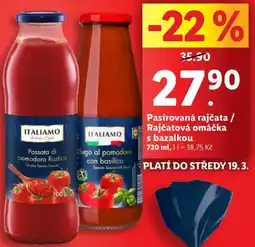 Lidl Pasírovaná rajčata/Rajčatová omáčka s bazalkou, 720 ml nabídka