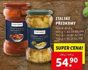 Lidl ITALSKÉ PŘEDKRMY, 285 g/300 g nabídka