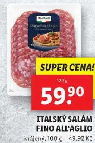 Lidl ITALSKÝ SALÁM FINO ALL'AGLIO, 120 g nabídka