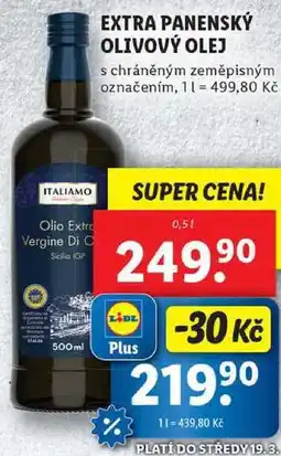 Lidl EXTRA PANENSKÝ OLIVOVÝ OLEJ, 0,5 l nabídka