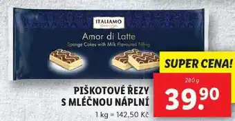 Lidl PIŠKOTOVÉ ŘEZY S MLÉČNOU NÁPLNÍ, 280 g nabídka