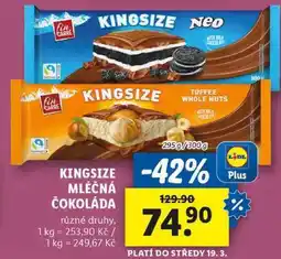 Lidl KINGSIZE MLÉČNÁ ČOKOLÁDA, 295 g/300 g nabídka