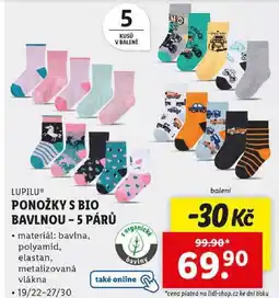 Lidl PONOŽKY S BIO BAVLNOU - 5 PÁRŮ nabídka