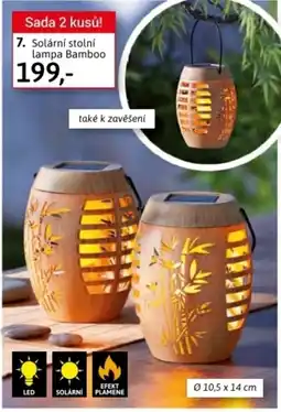 Velký Košík Solární stolní lampa bamboo nabídka