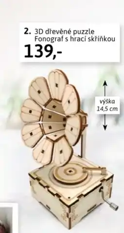 Velký Košík 3d dřevěné puzzle fonograf s hrací skříňkou nabídka