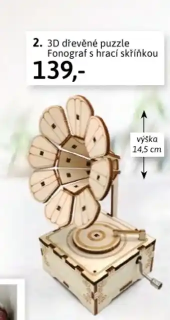 Velký Košík 3d dřevěné puzzle fonograf s hrací skříňkou nabídka