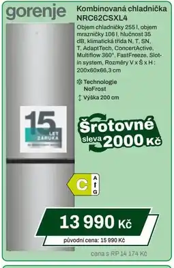 Expert GORENJE Kombinovaná chladnička NRC62CSXL4 nabídka