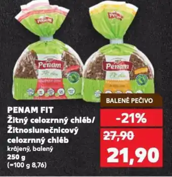 Kaufland PENAM FIT Žitný celozrnný chléb/ Žitnoslunečnicový celozrnný chléb nabídka