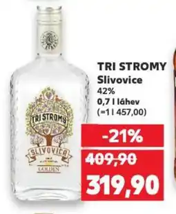 Kaufland TRI STROMY Slivovice 42% nabídka