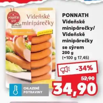 Kaufland PONNATH Vídeňské minipárečky/ Vídeňské minipárečky se sýrem nabídka