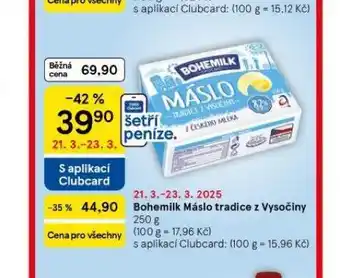 Tesco Bohemilk máslo nabídka