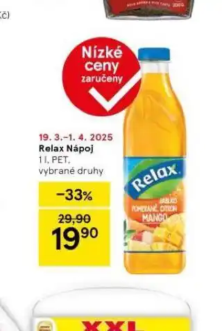 Tesco Relax nápoj nabídka