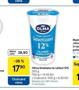 Tesco Olma smetana na vaření 12% nabídka